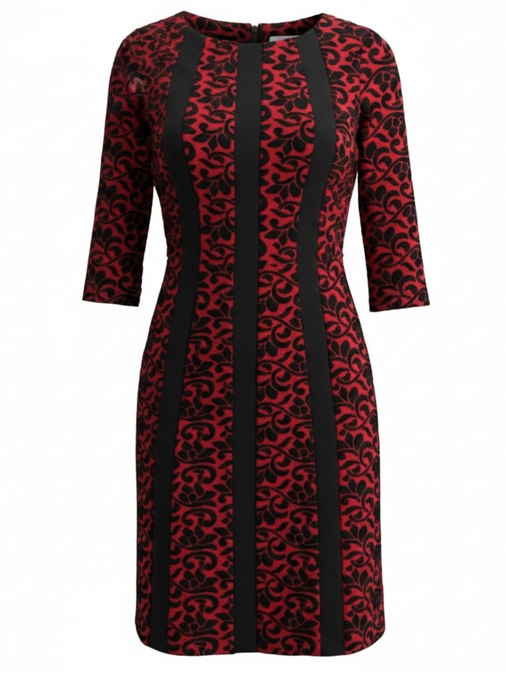 Dress Barn Red and Black Floral Patterned A-Line Dress
